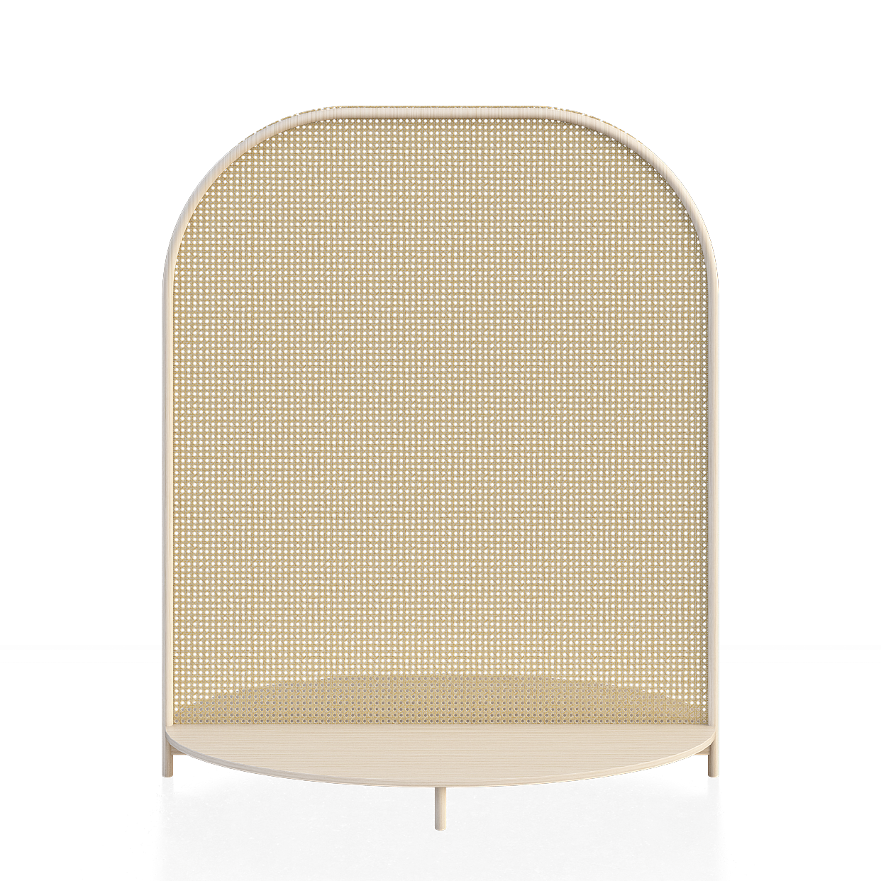 Curved Screen 3D Model – Minimalist Wood and Woven Texture