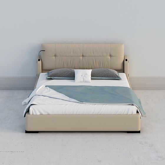 Elegant Low-Poly 3D Bed Model for Modern Interiors