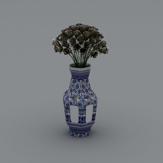 Blue and White Porcelain Vase 3D model