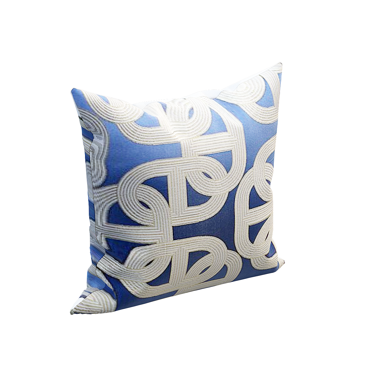 Streamlined Blue and White Pillow 3D Model – Low-Poly Decor