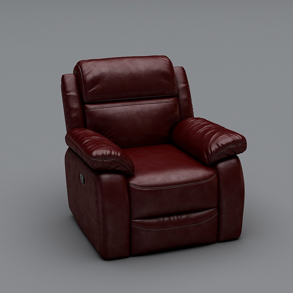 Elegant Red Leather Armchair 3D model
