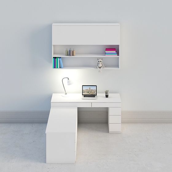 Chic Black Second Bedroom Desk 3D Model for Workspaces