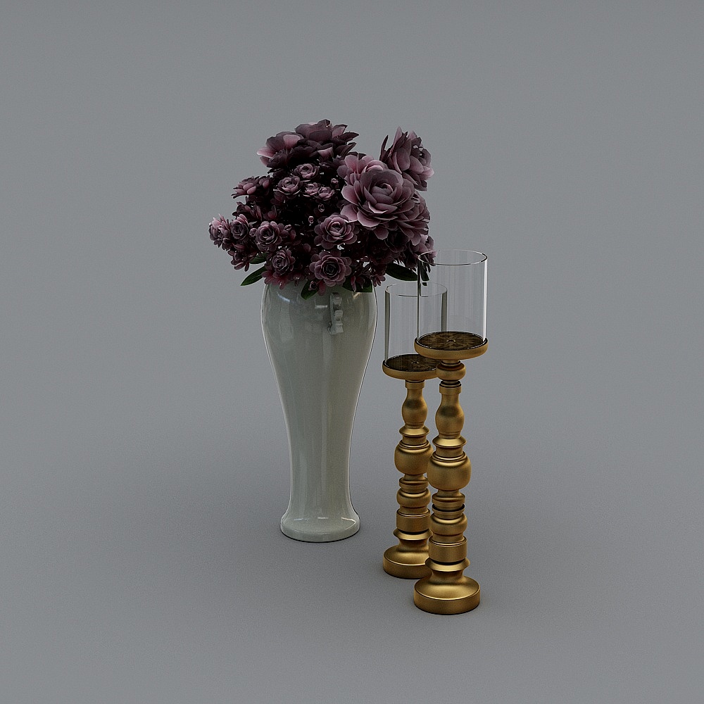 Purple flowers white ceramic vase