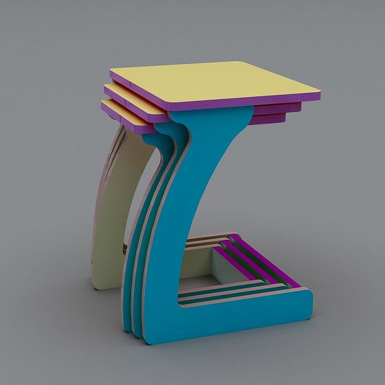 Color Dance Side Table 3D Model