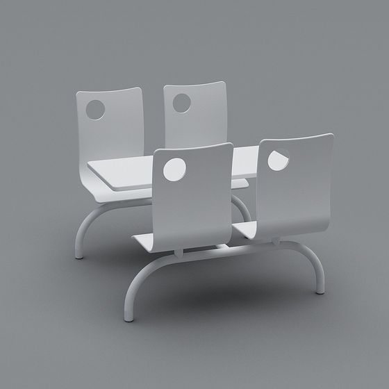 Minimalist Dining Table and Chairs 3D model