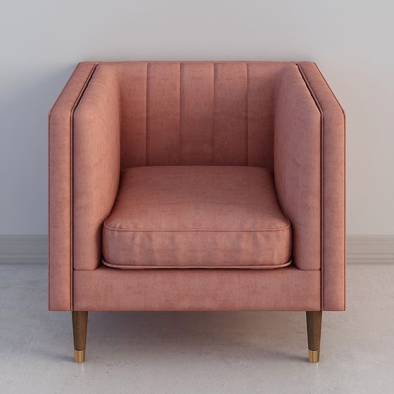 Pink Velvet Armchair 3D model for Modern Interiors
