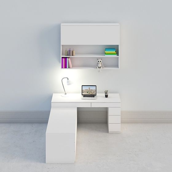 Stylish Black Desk Combination 3D Model