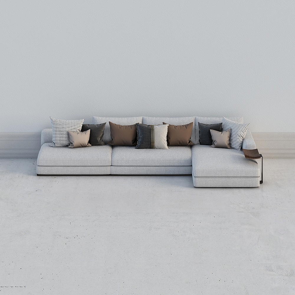 Black Multi-Person Sofa 3D Model for Spacious Living Rooms