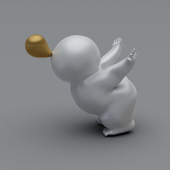 Charming Low-Poly 3D Model: Little Ball Baby