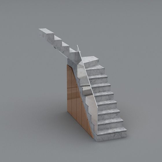 Stylish Low-Poly Marble Staircase 3D model