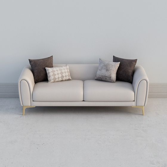 Modern Low-Polygon Sofa 3D model for Interior Design