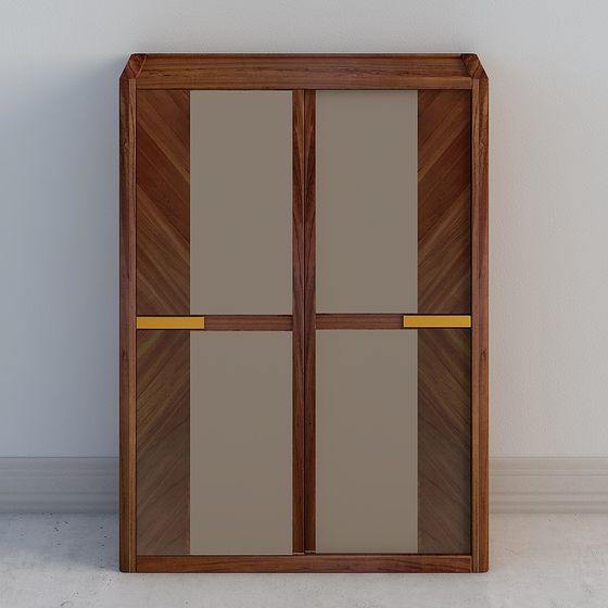 Elegant Minimalist Sliding Wardrobe 3D model