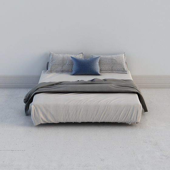 Stylish Minimalist Bed 3D model Design for Contemporary Spaces