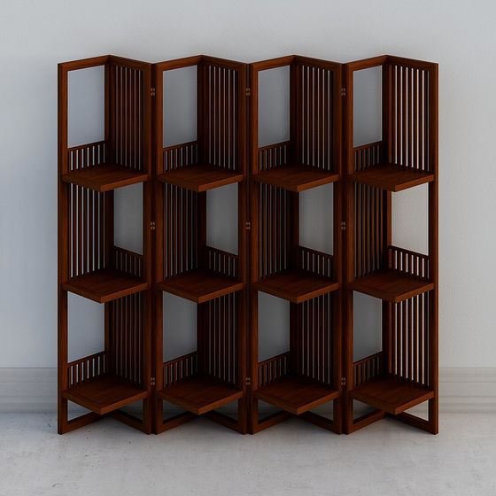 Elegant Low-Polygon Wooden Screen 3D model