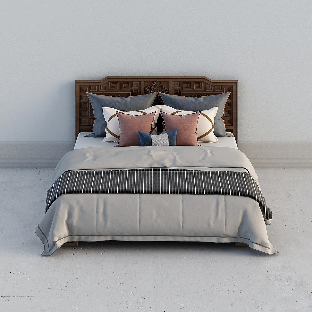 Elegant Low-Poly Bed 3D Model for Modern Interiors