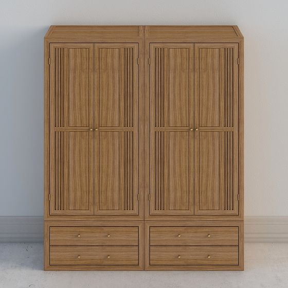 Stylish Minimalist Wardrobe 3D model for Modern Interiors