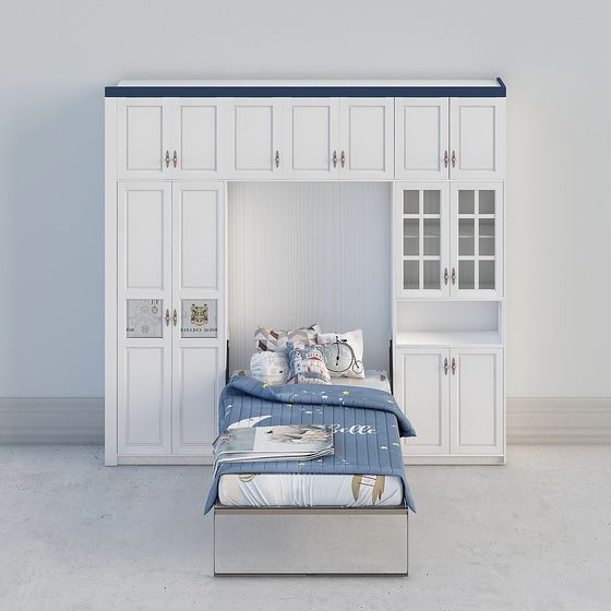 Low Poly Multifunctional Wall Bed Cabinet 3D model