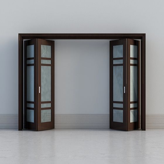 Stylish Double Glass Door 3D model for Interiors