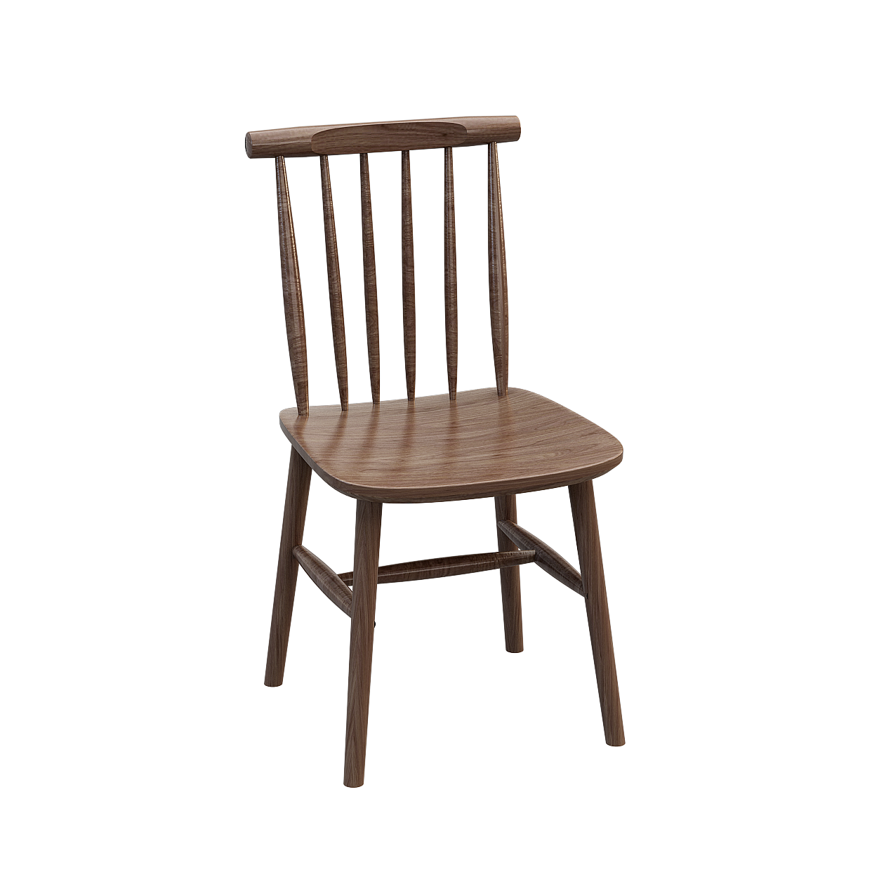 Classic Wooden Chair 3D Model – Rustic Dark Wood