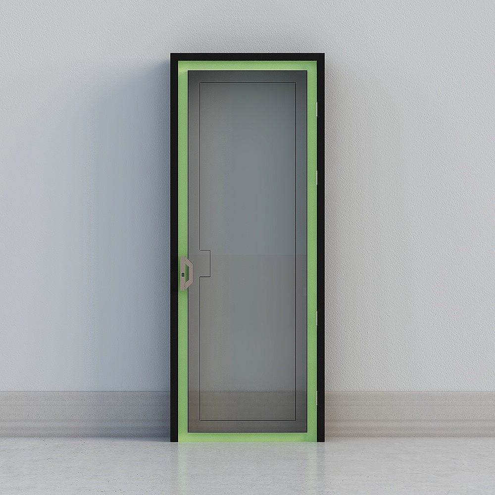 minimal dark green glass door
