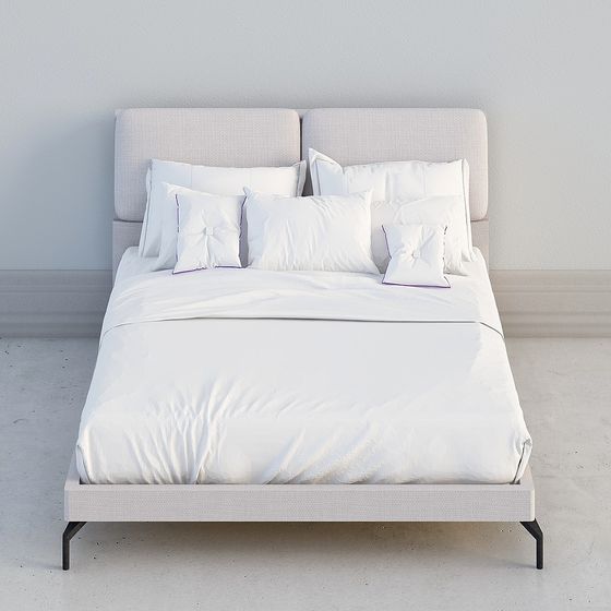Elegant Low-Poly White Bed 3D model