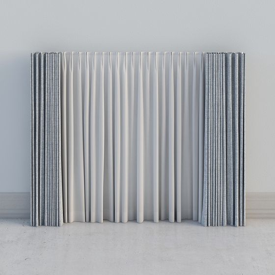 Sophisticated Pleated Curtain 3D model for Interiors