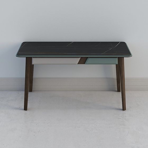 Urban Elegance Table 3D Model – Marble and Wood