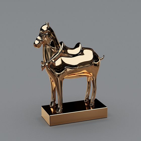 Golden Stallion 3D Model for Creative Projects