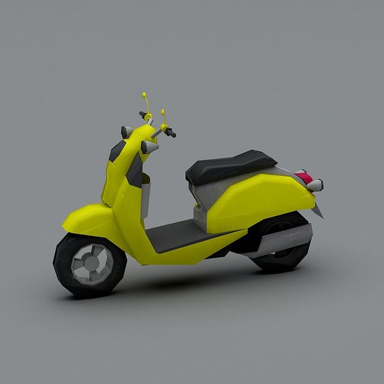 Stylish Yellow Low-Poly Scooter 3D Model