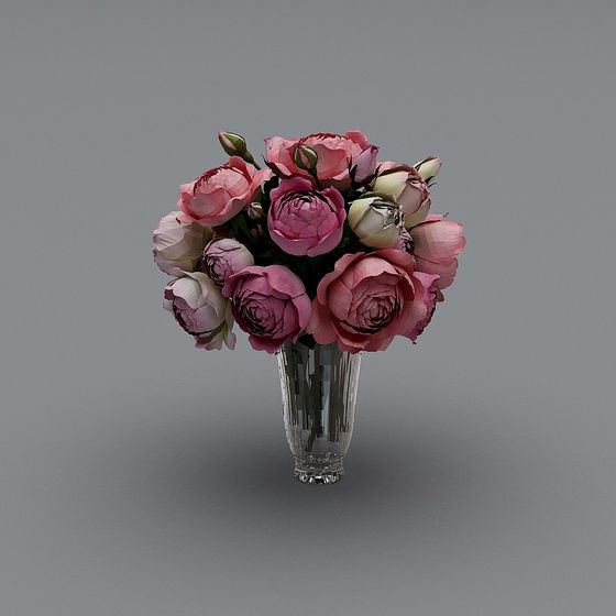 Rose in Glass Vase 3D model