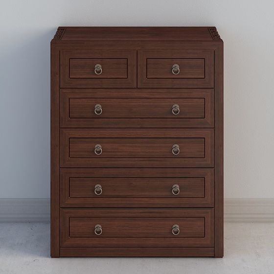 Classic Wooden Drawer Cabinet 3D model