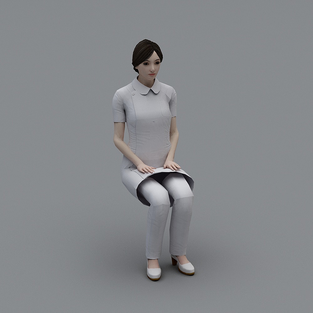 Elegant Low-Polygon Female Character 3D model