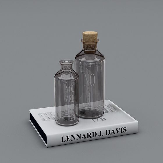 Low-Poly Glass Bottles on Book 3D model