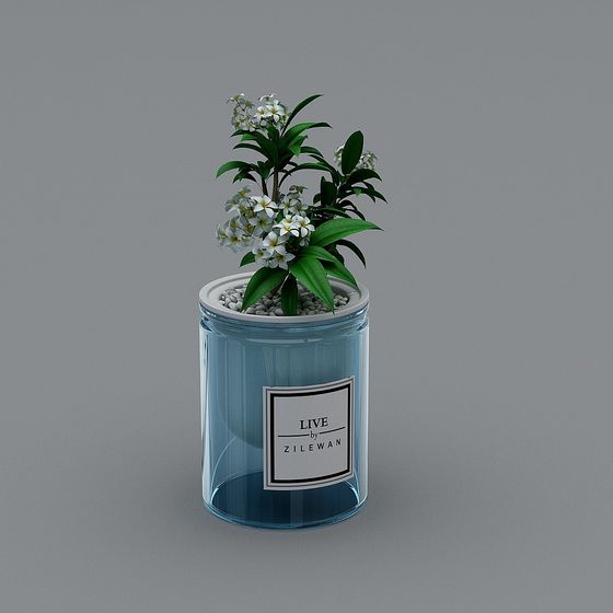Glass Vase with Flowers Low-poly 3D Model for Creative Designs