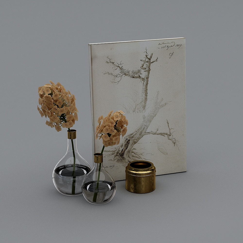 Vintage Vase and Sketch 3D model