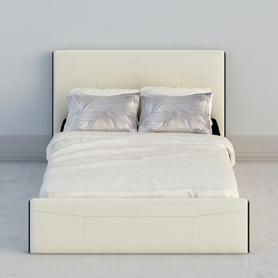 Elegant Low-Polygon Bed 3D model for Modern Interiors