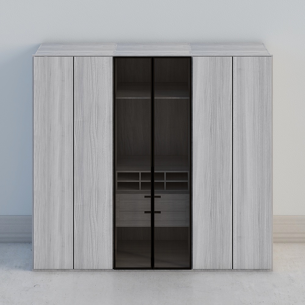 Placard public en bois gris