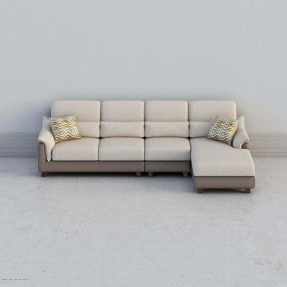 Stylish Low-Polygon Sofa 3D model for Modern Interiors