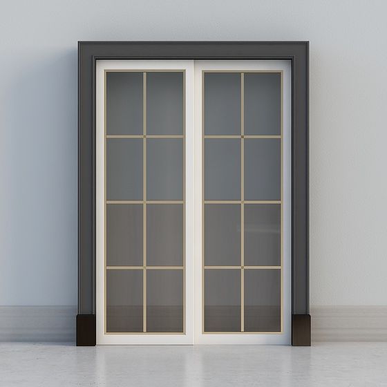 Stylish Low-Poly Double Glass Door 3D model for Modern Spaces