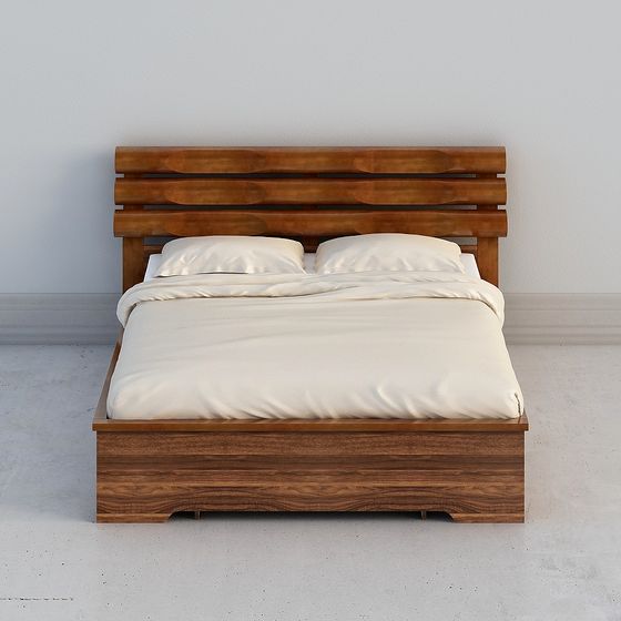 Stylish Low-Polygon Bed Frame 3D model