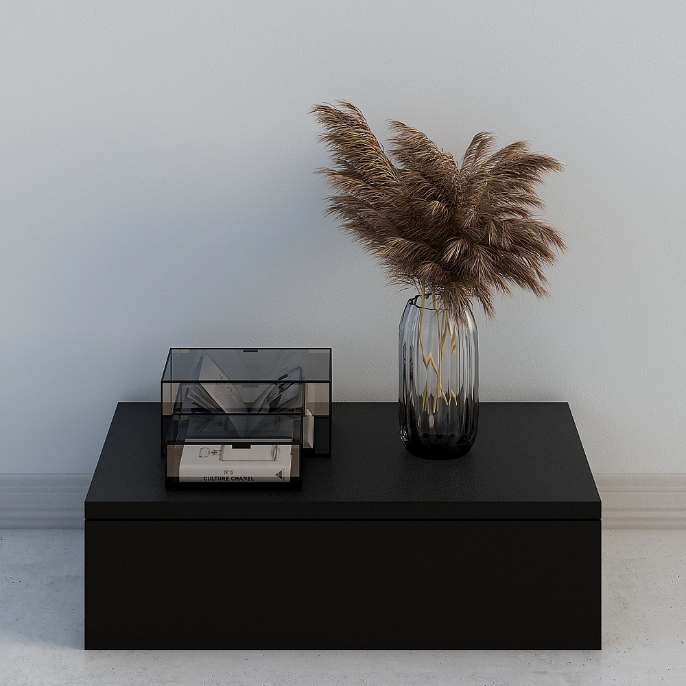 Elegant Low-Poly Black Nightstand 3D model