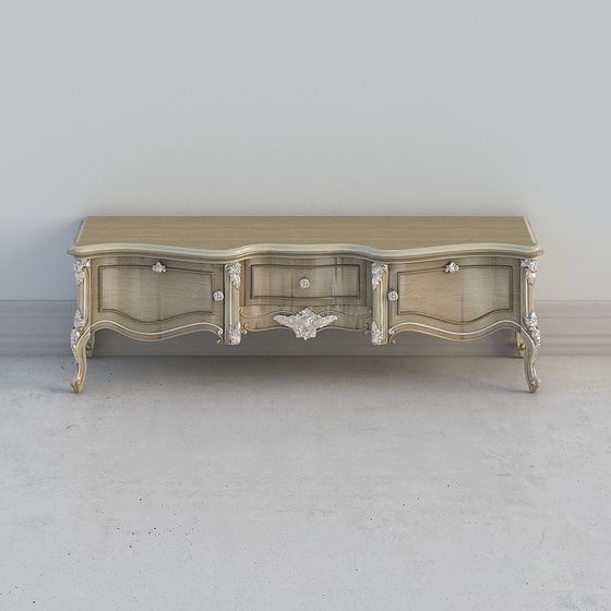 Elegant Rococo Style TV Cabinet 3D model
