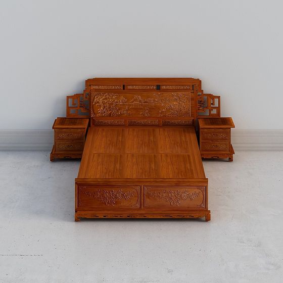 Eastern Elegance Bed 3D model for Modern Interiors