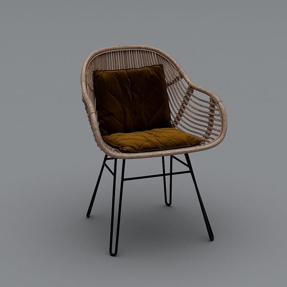 Charming 3D Rattan Chair Model for Modern Interiors