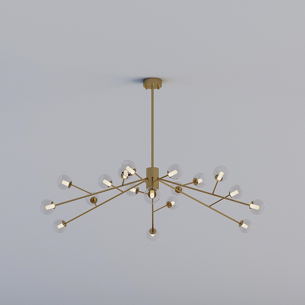 3D lights are all XJDS - Modern Port Light Luxury Restaurant Bedroom Study Chandelier - MD840-18 Gold Bronze and Cognac