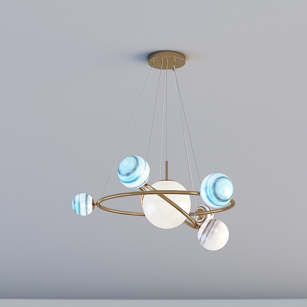 Futuristic Low-Poly Chandelier 3D model