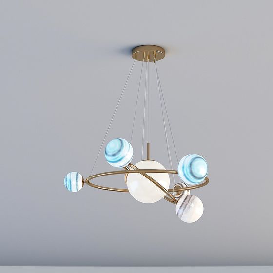 Futuristic Low-Poly Chandelier 3D model