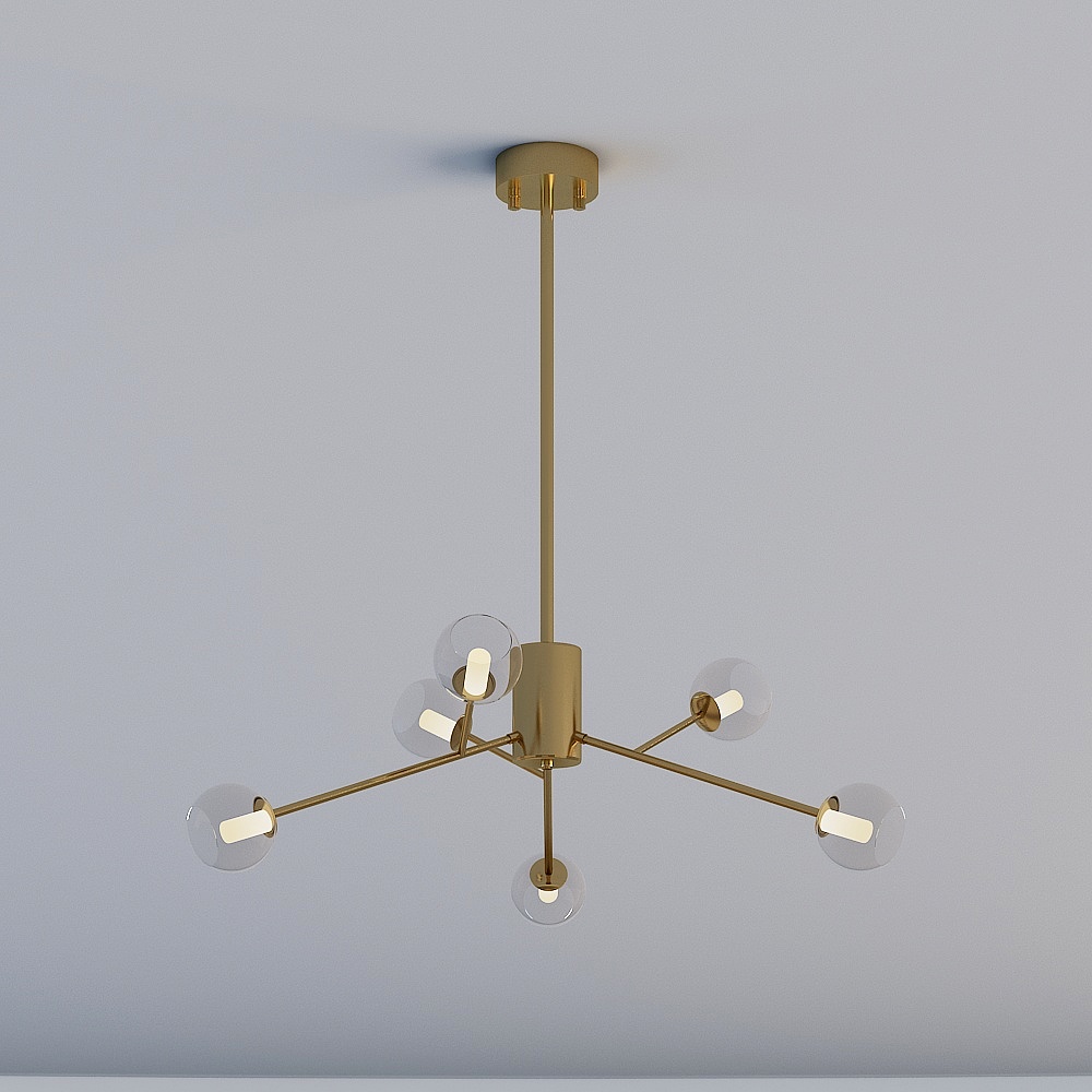 3D lights are all XJDS - Modern Hong Kong-style light luxury restaurant bedroom study chandelier - MD840-6 gold bronze and cognac color
