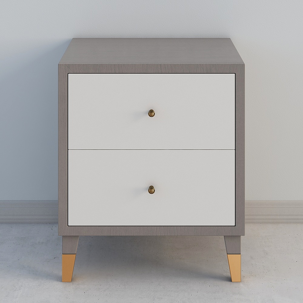 Light House Double Draw Bedside Table - Wood-colored warm