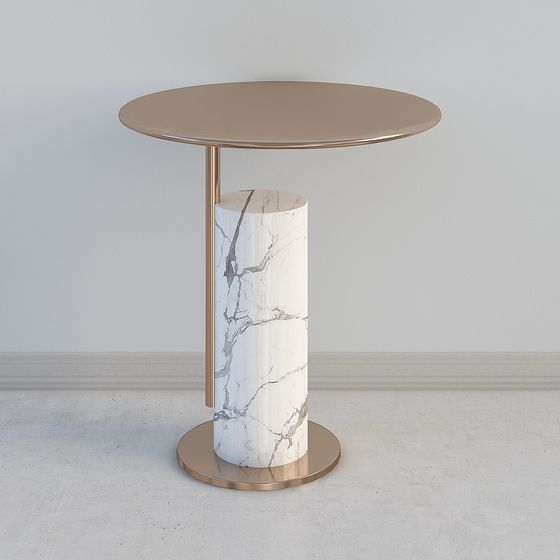 Elegant Cylindrical Marble Side Table 3D model
